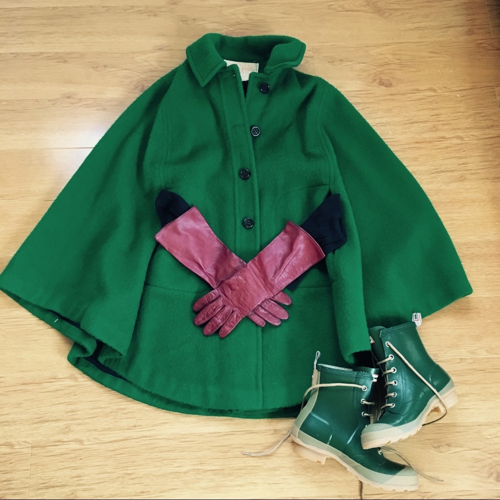 Green Pendleton Cape Coat